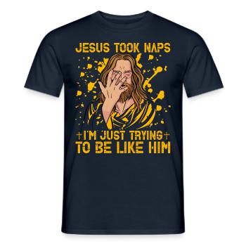 Jésus a fait des siestes J’essaie juste d’être comme lui - T-shirt homme - marine - Devant - AI Model Male 178 light (178cm)