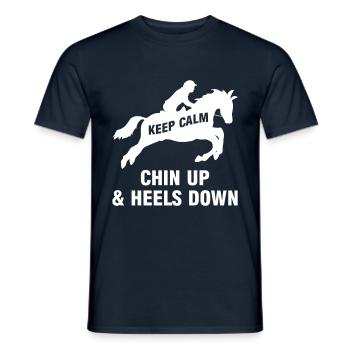 Keep Calm Chin Up & Heels Down Riding Sports - Men's T-Shirt - navy - Front - AI Model Male 178 light (178cm)