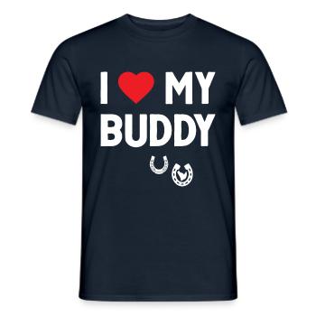 J’aime mon copain cheval sabots cœur rouge - T-shirt homme - marine - Devant - AI Model Male 178 light (178cm)
