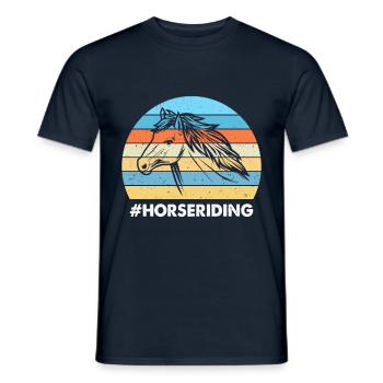 Horseriding Colorful Sunset Background White - Men's T-Shirt - navy - Front - AI Model Male 178 light (178cm)