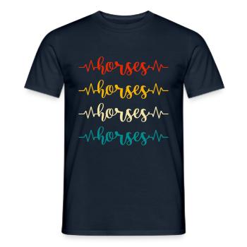 Horses Riding Colorful Background Horse Anima - Men's T-Shirt - navy - Front - AI Model Male 178 light (178cm)
