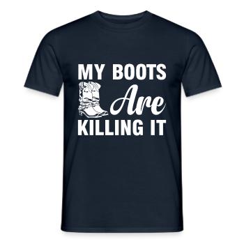 My Boots Are Killing It Horse Boots Riding White - Men's T-Shirt - navy - Front - AI Model Male 178 light (178cm)