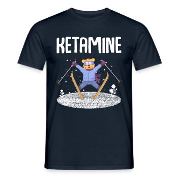 Ketamine Skiing Jumping Bear White - Men's T-Shirt - navy - Front - AI Model Male 178 light (178cm)