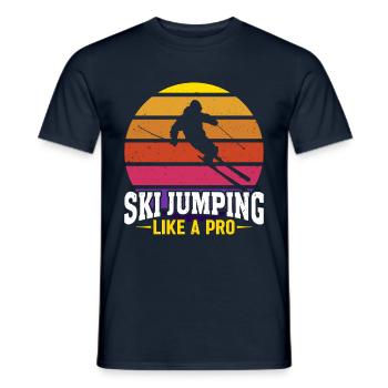 Ski jumping like a pro Sunset - Men's T-Shirt - navy - Front - AI Model Male 178 light (178cm)