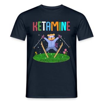 Ketamine Skiing Jumping Bear - Men's T-Shirt - navy - Front - AI Model Male 178 light (178cm)