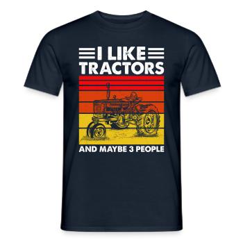 I like tractors and maybe 3 people - Men's T-Shirt - navy - Front - AI Model Male 178 light (178cm)