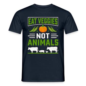 Eat veggies not animals - Männer T-Shirt - Navy - Vorne - AI Model Male 178 light (178cm)