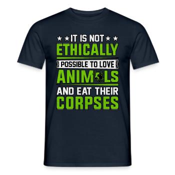 it is not ethically possible to love animals - Männer T-Shirt - Navy - Vorne - AI Model Male 178 light (178cm)