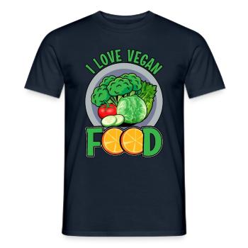 l Love Vegan Food - Men's T-Shirt - navy - Front - AI Model Male 178 light (178cm)