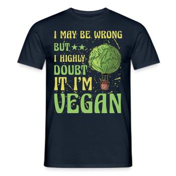 Je peux me tromper mais j’en doute fortement, je suis végétalien - T-shirt homme - marine - Devant - AI Model Male 178 light (178cm)