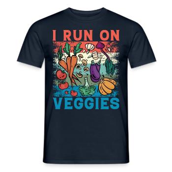 I run on Veggies Vegan - Men's T-Shirt - navy - Front - AI Model Male 178 light (178cm)