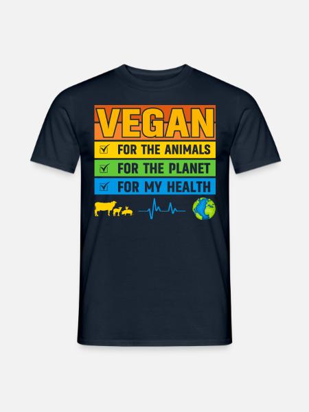 Vegan for the animals for the planet for the healt - Männer T-Shirt - Navy