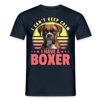Je n’arrive pas à rester calme J’ai un Boxer - T-shirt homme - marine - Devant - AI Model Male 178 light (178cm)