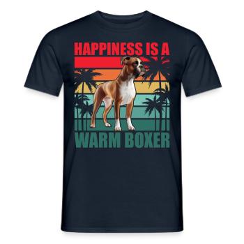 Le bonheur est un boxeur chaleureux - T-shirt homme - marine - Devant - AI Model Male 178 light (178cm)