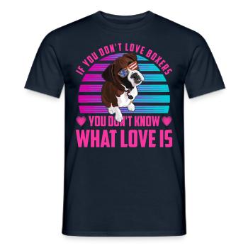 Boxer drôle disant amour - T-shirt homme - marine - Devant - AI Model Male 178 light (178cm)