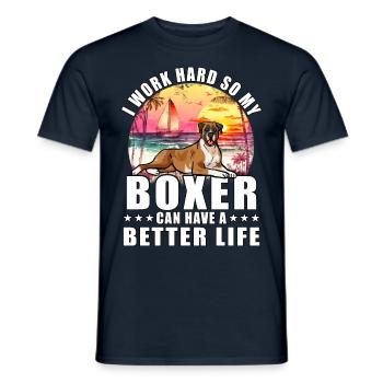 Je travaille dur pour que mon boxeur puisse avoir une vie meilleure - T-shirt homme - marine - Devant - AI Model Male 178 light (178cm)