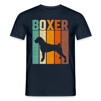 Boxer Retro - Männer T-Shirt - Navy - Vorne - AI Model Male 178 light (178cm)