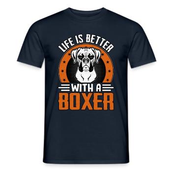 La vie est meilleure avec un boxeur - T-shirt homme - marine - Devant - AI Model Male 178 light (178cm)