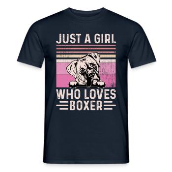 Juste une fille qui aime le boxeur - T-shirt homme - marine - Devant - AI Model Male 178 light (178cm)