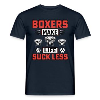 Boxers make life suck less - Männer T-Shirt - Navy - Vorne - AI Model Male 178 light (178cm)
