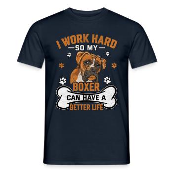 Je travaille dur pour que mon boxeur puisse avoir une vie meilleure - T-shirt homme - marine - Devant - AI Model Male 178 light (178cm)