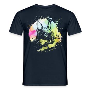 Französische Bulldogge - Männer T-Shirt - Navy - Vorne - AI Model Male 178 light (178cm)