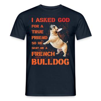 Bouledogue français - T-shirt homme - marine - Devant - AI Model Male 178 light (178cm)