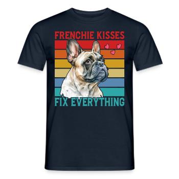 Frenchie Kisses répare tout - T-shirt homme - marine - Devant - AI Model Male 178 light (178cm)