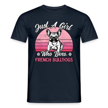 Juste une fille qui aime les bouledogues français - T-shirt homme - marine - Devant - AI Model Male 178 light (178cm)