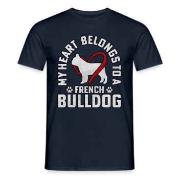 My heart belongs to a French Bulldog - Männer T-Shirt - Navy - Vorne - AI Model Male 178 light (178cm)