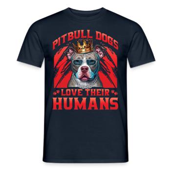 Les chiens Pitbull aiment leurs humains - T-shirt homme - marine - Devant - AI Model Male 178 light (178cm)