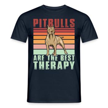 Les pitbulls sont la meilleure thérapie - T-shirt homme - marine - Devant - AI Model Male 178 light (178cm)