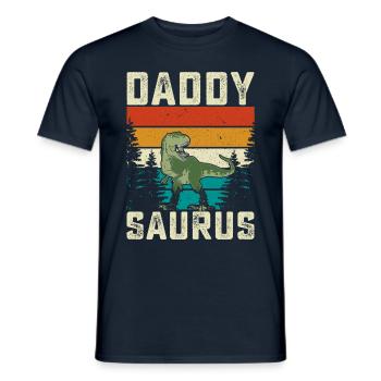 Daddy Saurus Rainbow Background Dino - Men's T-Shirt - navy - Front - AI Model Male 178 light (178cm)