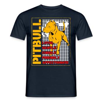 Pitbull loyal gentle cuddle friendly affectionate - Men's T-Shirt - navy - Front - AI Model Male 178 light (178cm)