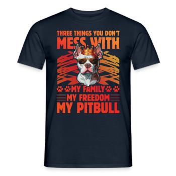 Ne plaisante pas avec mon Pitbull ma famille ma liberté - T-shirt homme - marine - Devant - AI Model Male 178 light (178cm)