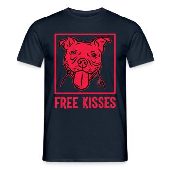 Bisous gratuits Pitbull - T-shirt homme - marine - Devant - AI Model Male 178 light (178cm)