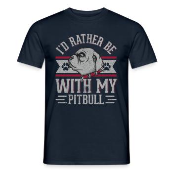 Je préfère être avec mon Pitbull - T-shirt homme - marine - Devant - AI Model Male 178 light (178cm)
