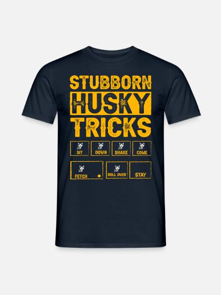Stubborn Husky Tricks - Men's T-Shirt - navy