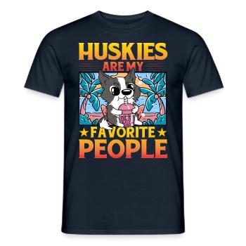 Huskies are my favorite people - Männer T-Shirt - Navy - Vorne - AI Model Male 178 light (178cm)