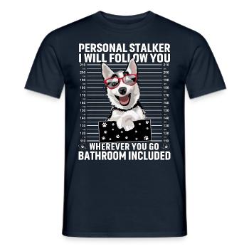 Husky Stalker Lustiger Spruch - Männer T-Shirt - Navy - Vorne - AI Model Male 178 light (178cm)