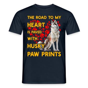 The Road to my heart is paved with Husky Paw Print - Männer T-Shirt - Navy - Vorne - AI Model Male 178 light (178cm)