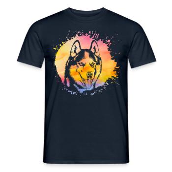 Chien Husky - T-shirt homme - marine - Devant - AI Model Male 178 light (178cm)