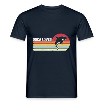 Les amoureux des orques Les créatures marines protègent le coucher du soleil - T-shirt homme - marine - Devant - AI Model Male 178 light (178cm)