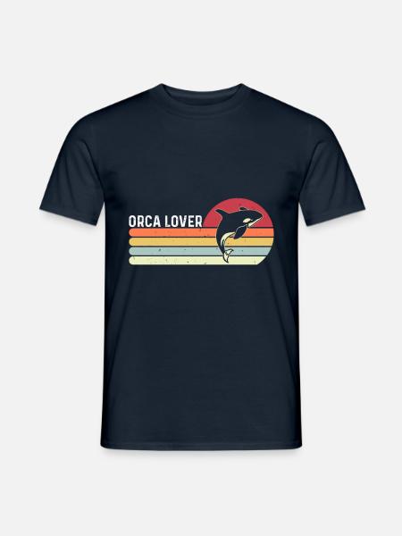 Orca Lovers Meerestiere Schützen Sonnenuntergang - T-shirt herr - marinblå