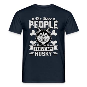 The more people I meet the more I love my husky - Men's T-Shirt - navy - Front - AI Model Male 178 light (178cm)