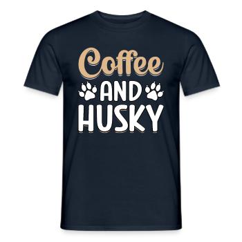 Café et Husky - T-shirt homme - marine - Devant - AI Model Male 178 light (178cm)