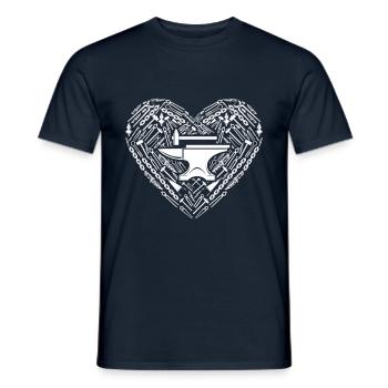 Anvil Hammer Blacksmith Hoof Iron Heart - Men's T-Shirt - navy - Front - AI Model Male 178 light (178cm)