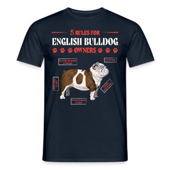 5 règles pour les propriétaires de bouledogues anglais - T-shirt homme - marine - Devant - AI Model Male 178 light (178cm)