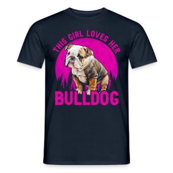 Cette fille aime son bouledogue - T-shirt homme - marine - Devant - AI Model Male 178 light (178cm)