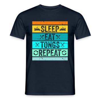 Sleep Eat Tongs Repeat Schmied Hammer Werkzeug - Männer T-Shirt - Navy - Vorne - AI Model Male 178 light (178cm)